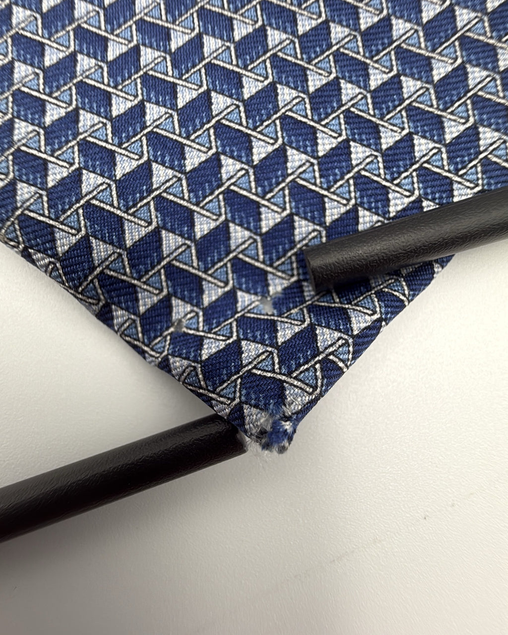 Nina Ricci Silk Tie Geometric Navy Grey Necktie Made in France