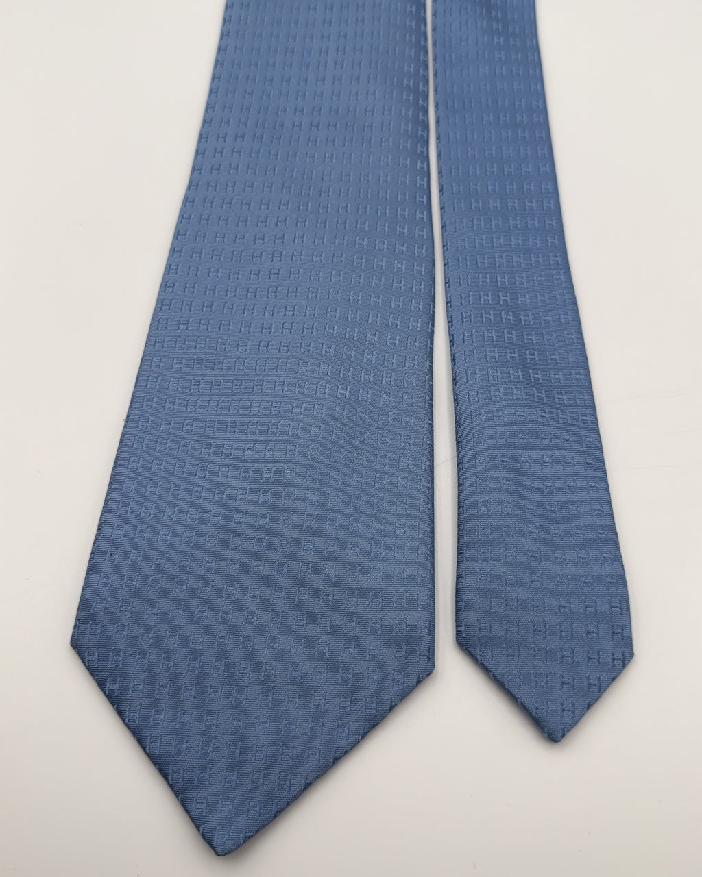 Vintage Hermès Paris Silk Tie Logo/Monogram H Letter Blue Necktie Made in France