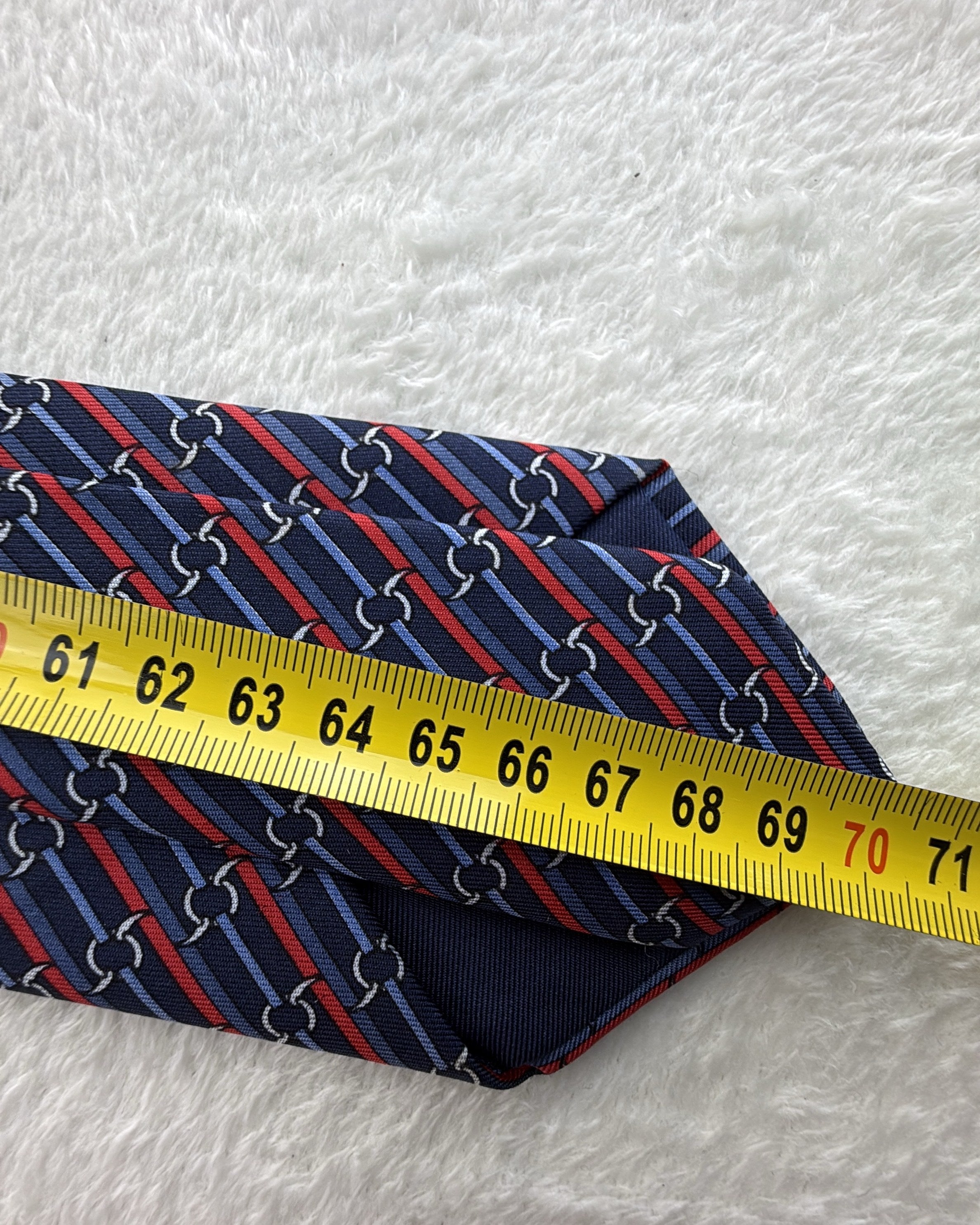 Vintage Hermès Paris Silk Tie Striped Navy Necktie