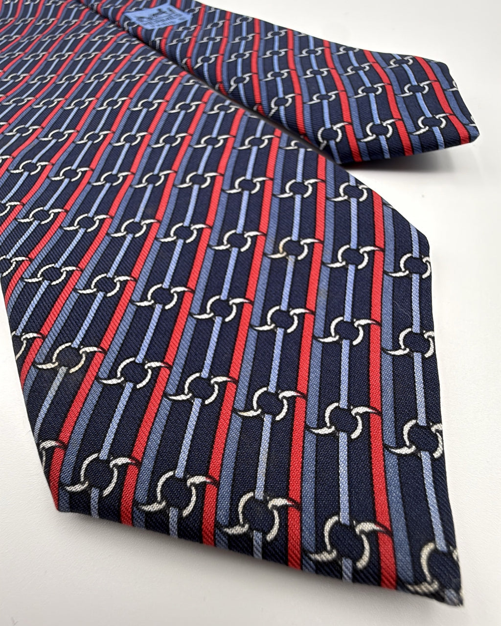 Vintage Hermès Paris Silk Tie Striped Navy Necktie