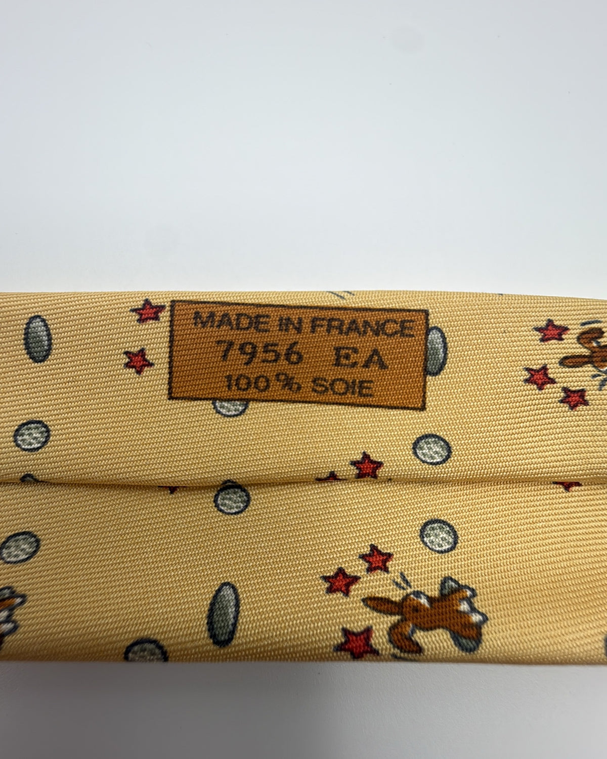 Hermès Paris Silk Tie 7956 EA Animal Yellow Necktie Made in France