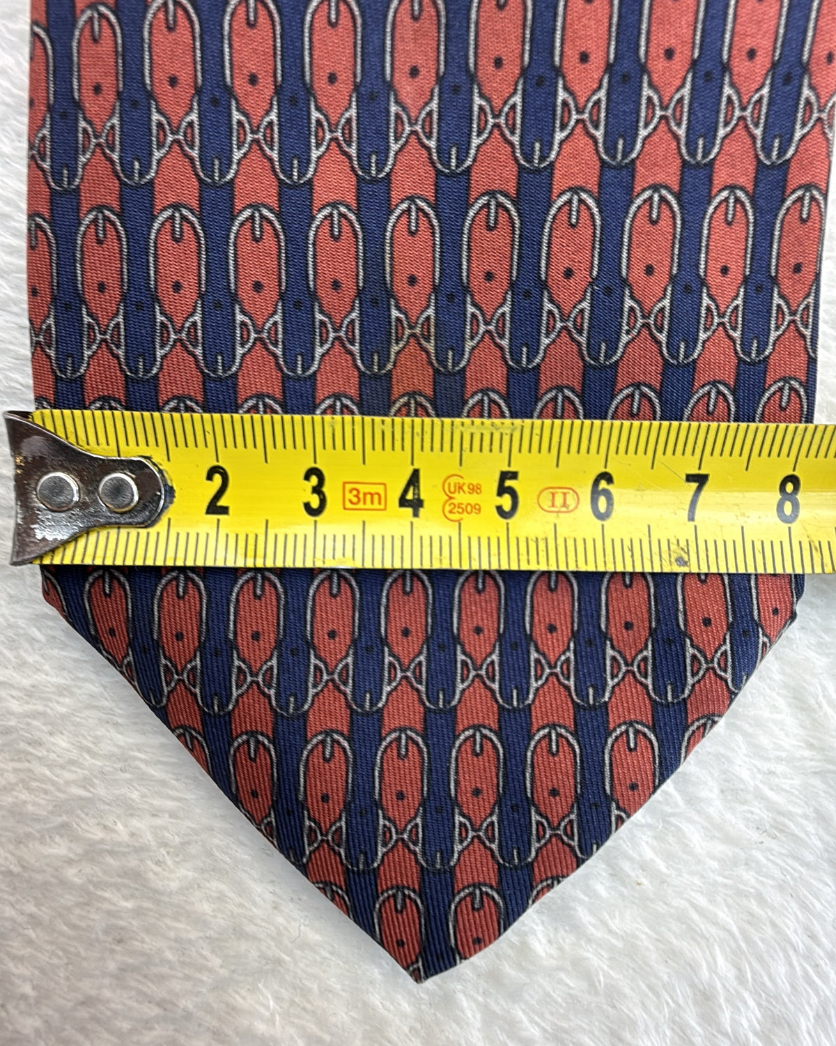 Vintage Hermès Paris Silk Tie 720 FA Novelty/Motif Belts Navy Red Necktie