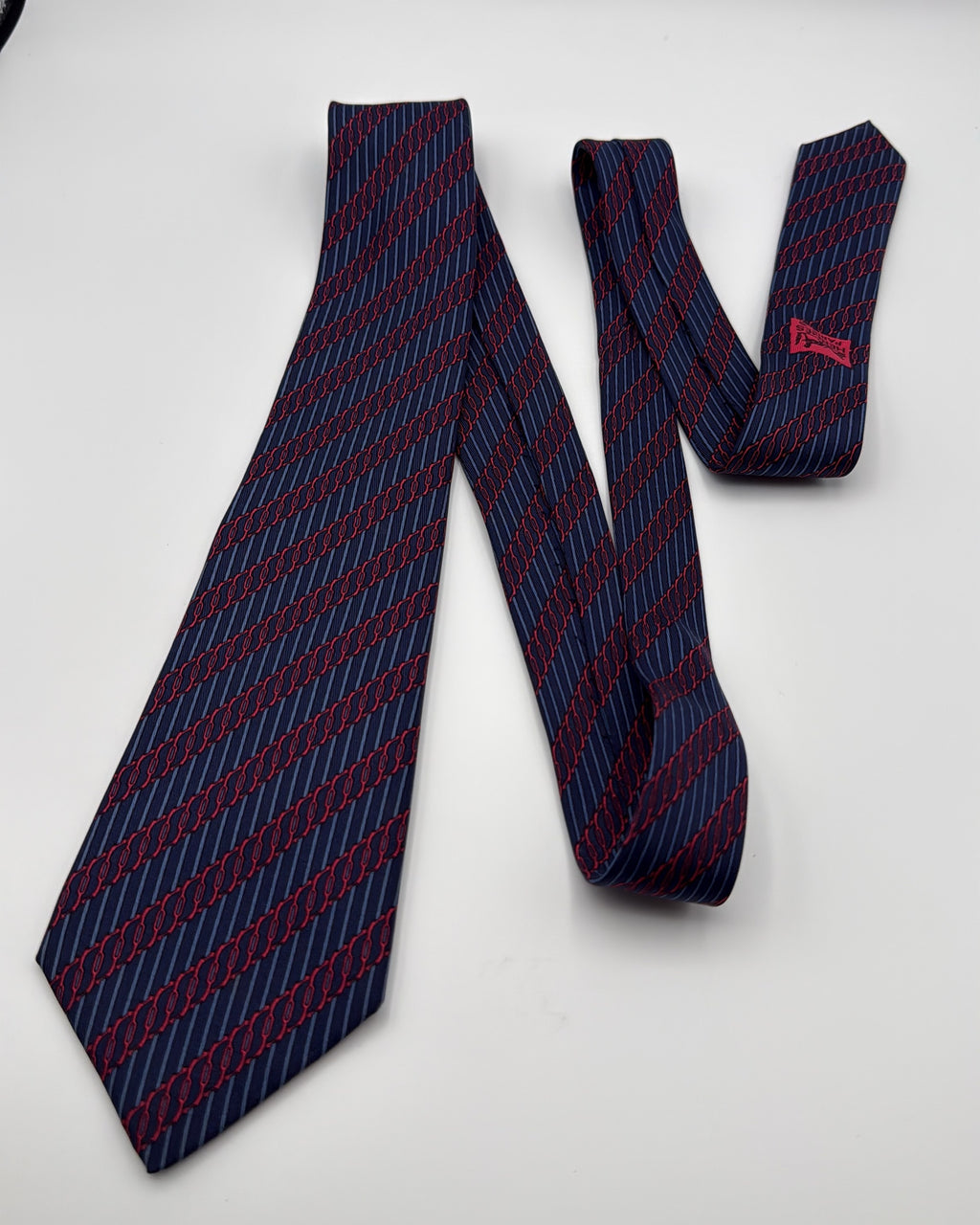 Hermès Paris Silk Tie Geometric Navy Necktie