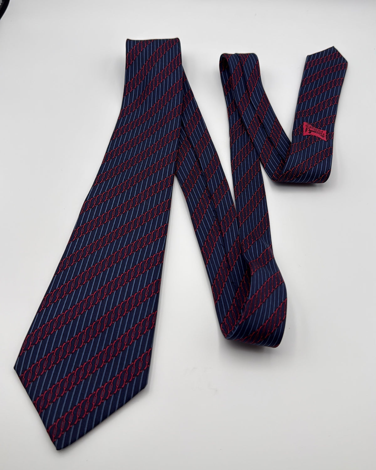 Hermès Paris Silk Tie Geometric Navy Necktie