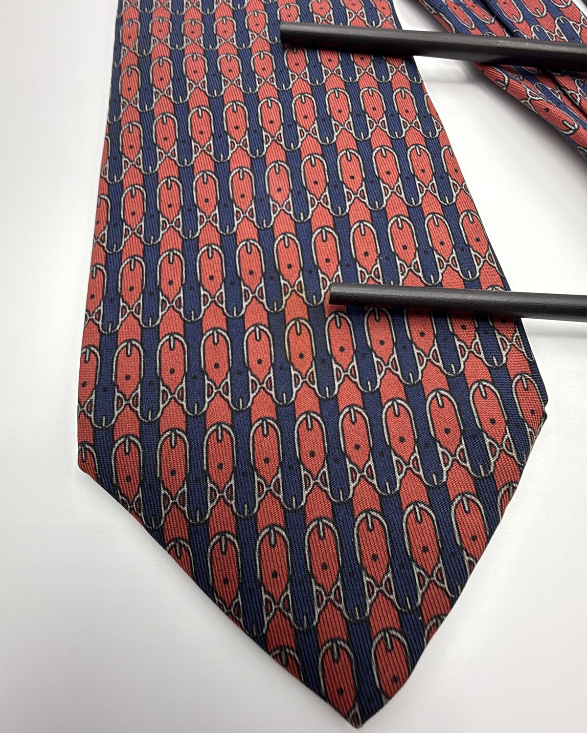 Vintage Hermès Paris Silk Tie 720 FA Novelty/Motif Belts Navy Red Necktie