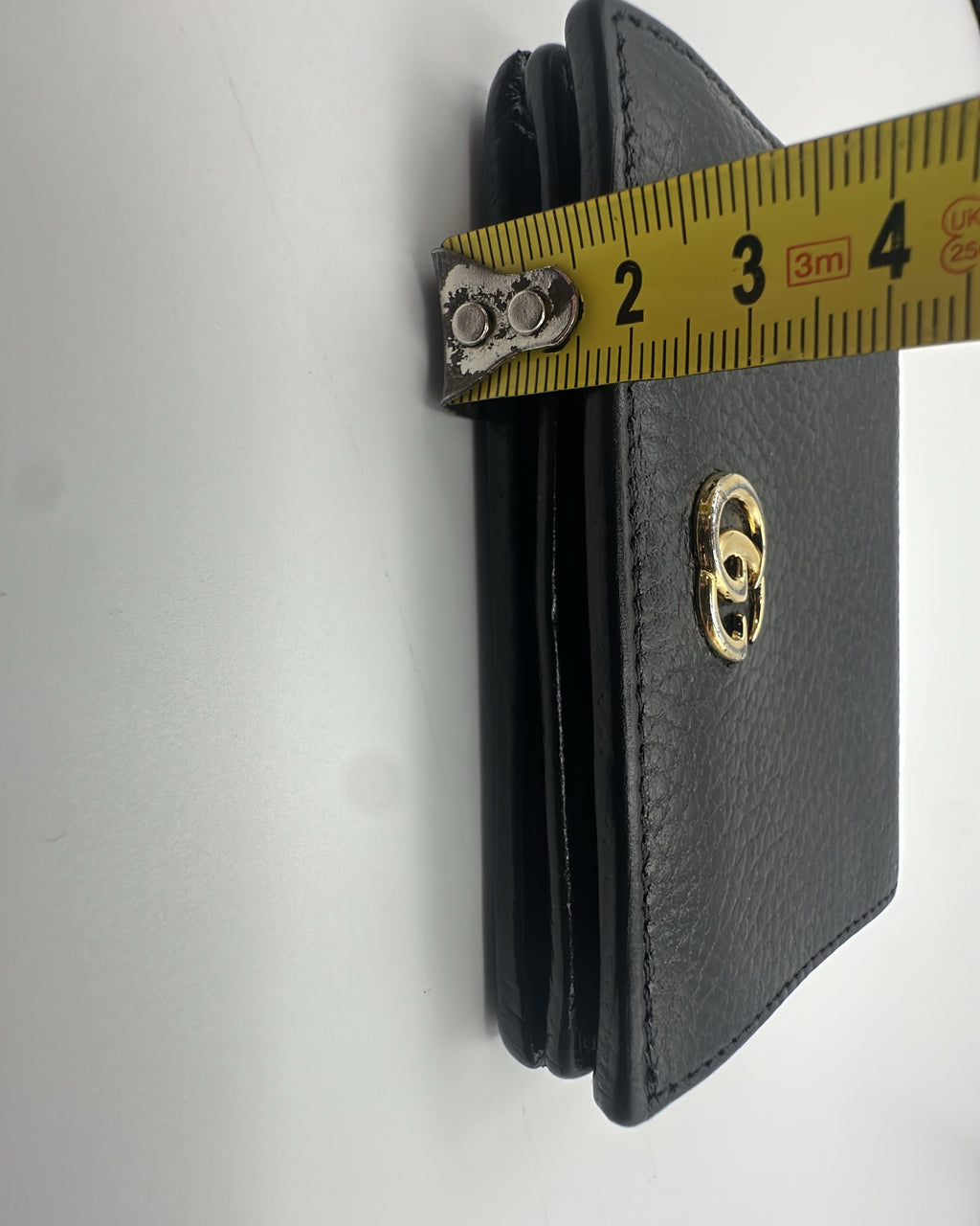 Vintage Gucci Wallet Leather Black Plain