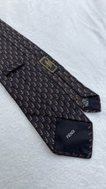Fendi Tie Fendi Ff Logo Black Brown Necktie Made in Italy