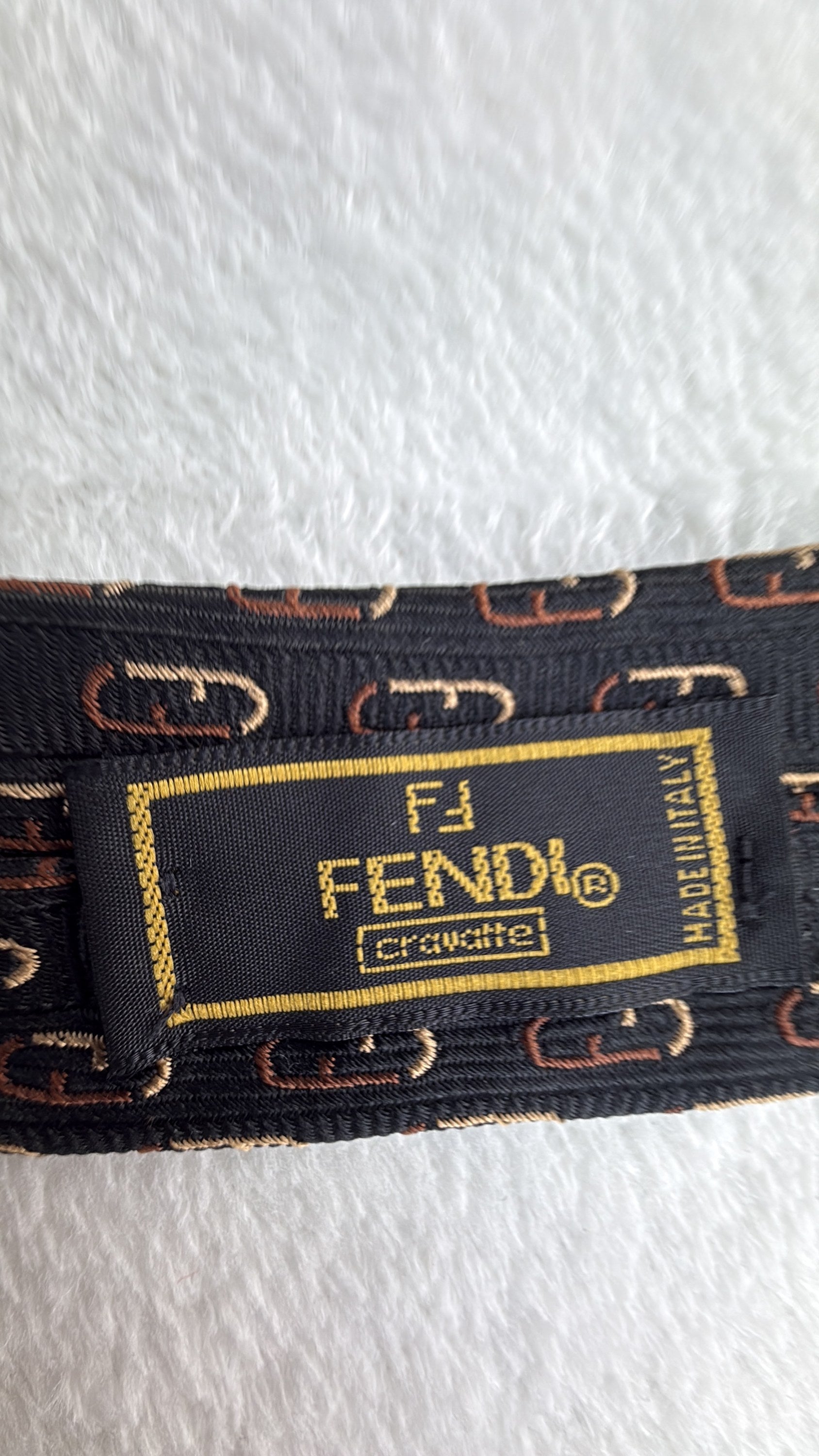 Fendi Tie Fendi Ff Logo Black Brown Necktie Made in Italy