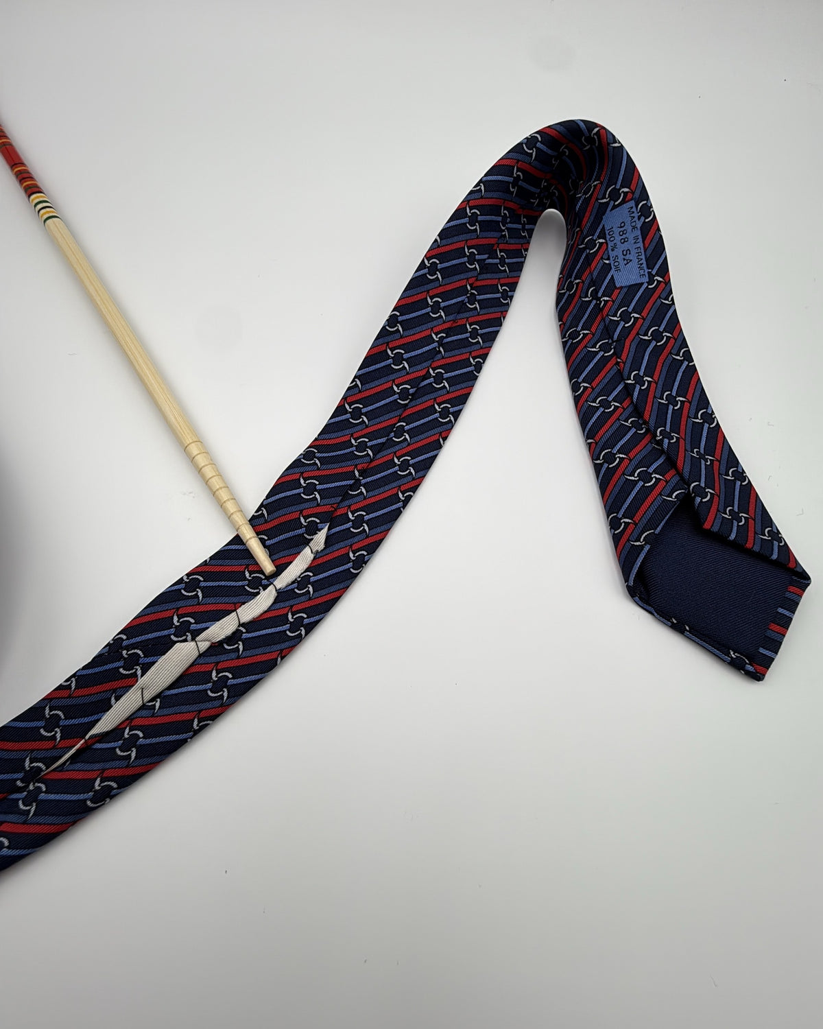 Vintage Hermès Paris Silk Tie Striped Navy Necktie