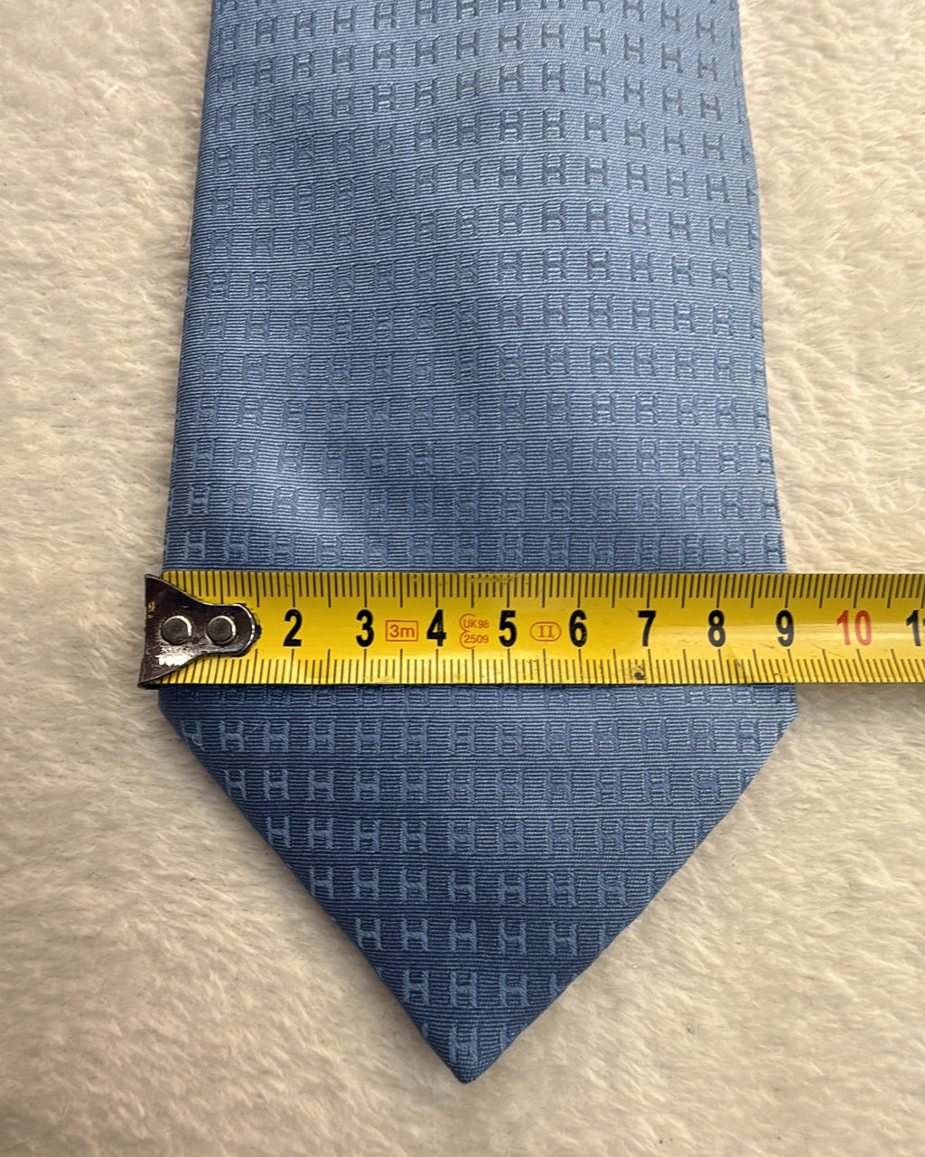 Vintage Hermès Paris Silk Tie Logo/Monogram H Letter Blue Necktie Made in France