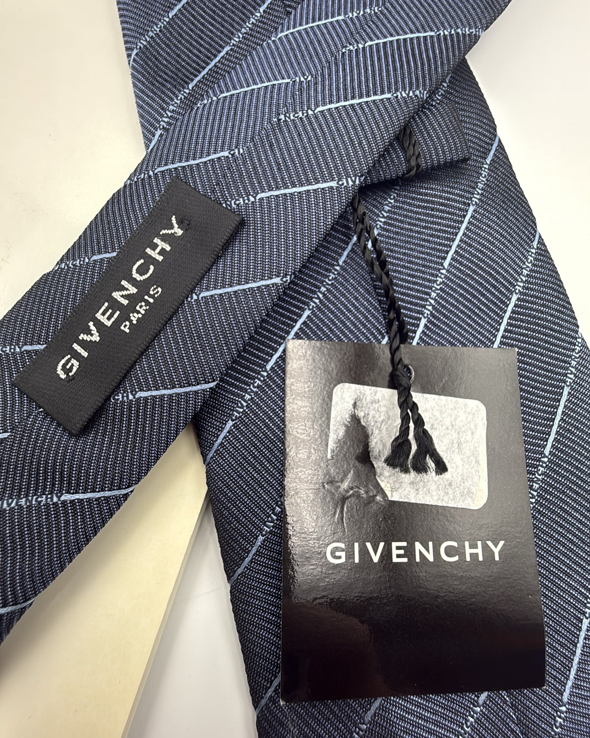 Givenchy Silk Tie Striped Givenchy Stripes Navy Blue Necktie Made in Italy