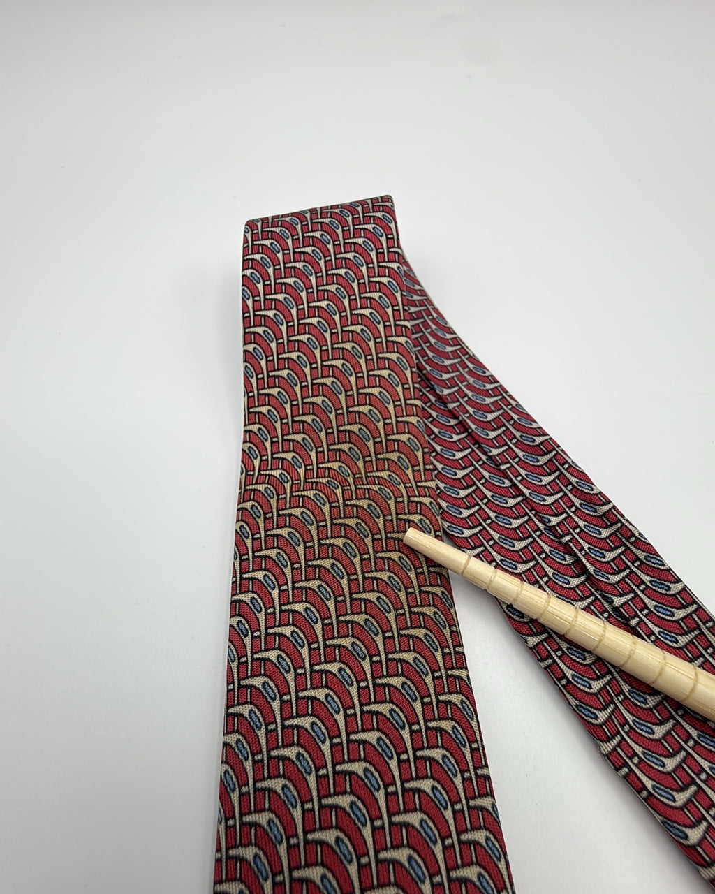 Hermès Paris Silk Tie 972 SA Geometric Burgundy Blue Necktie Made in France
