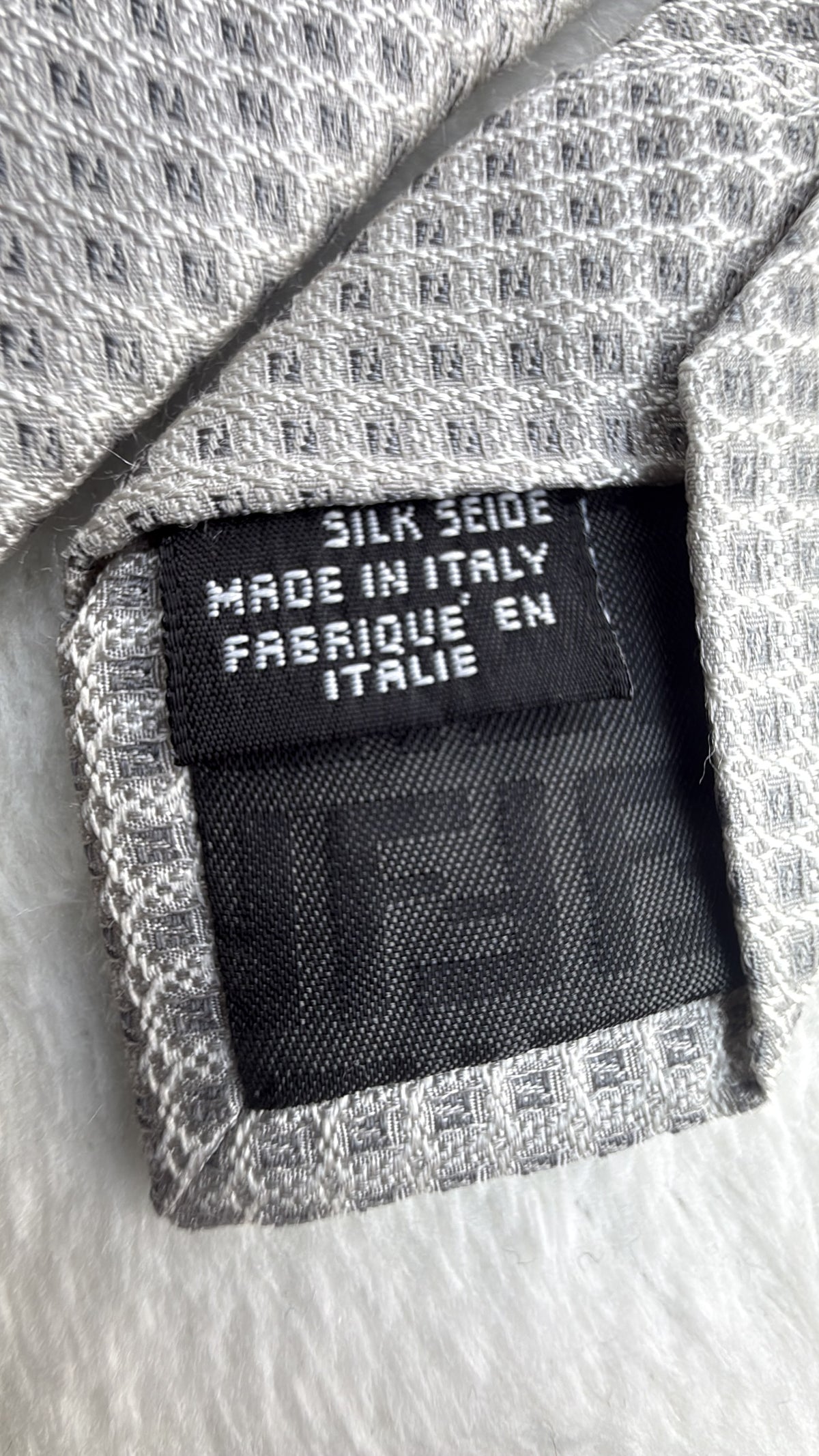 Fendi Silk Tie Fendi Ff Logo Grey Black Necktie Made in Italy