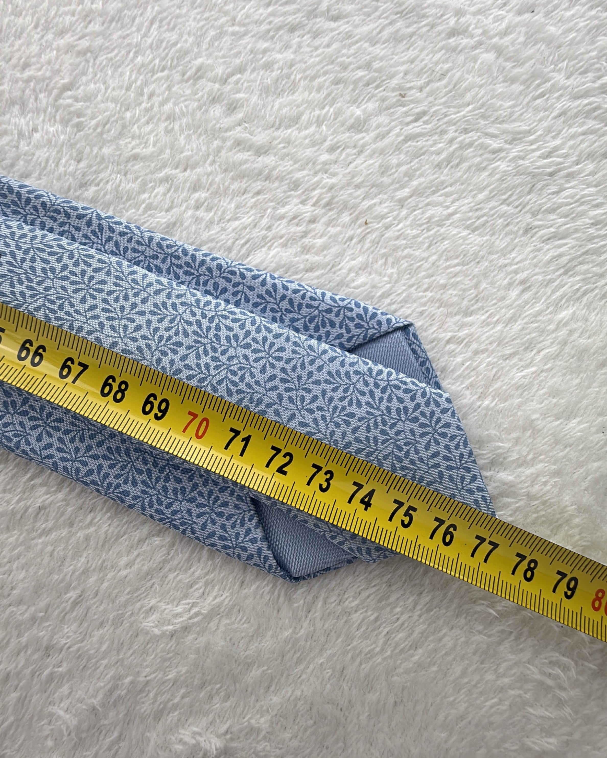 Hermès Paris Silk Tie 5885 SA Floral Leaves Blue Necktie Made in France