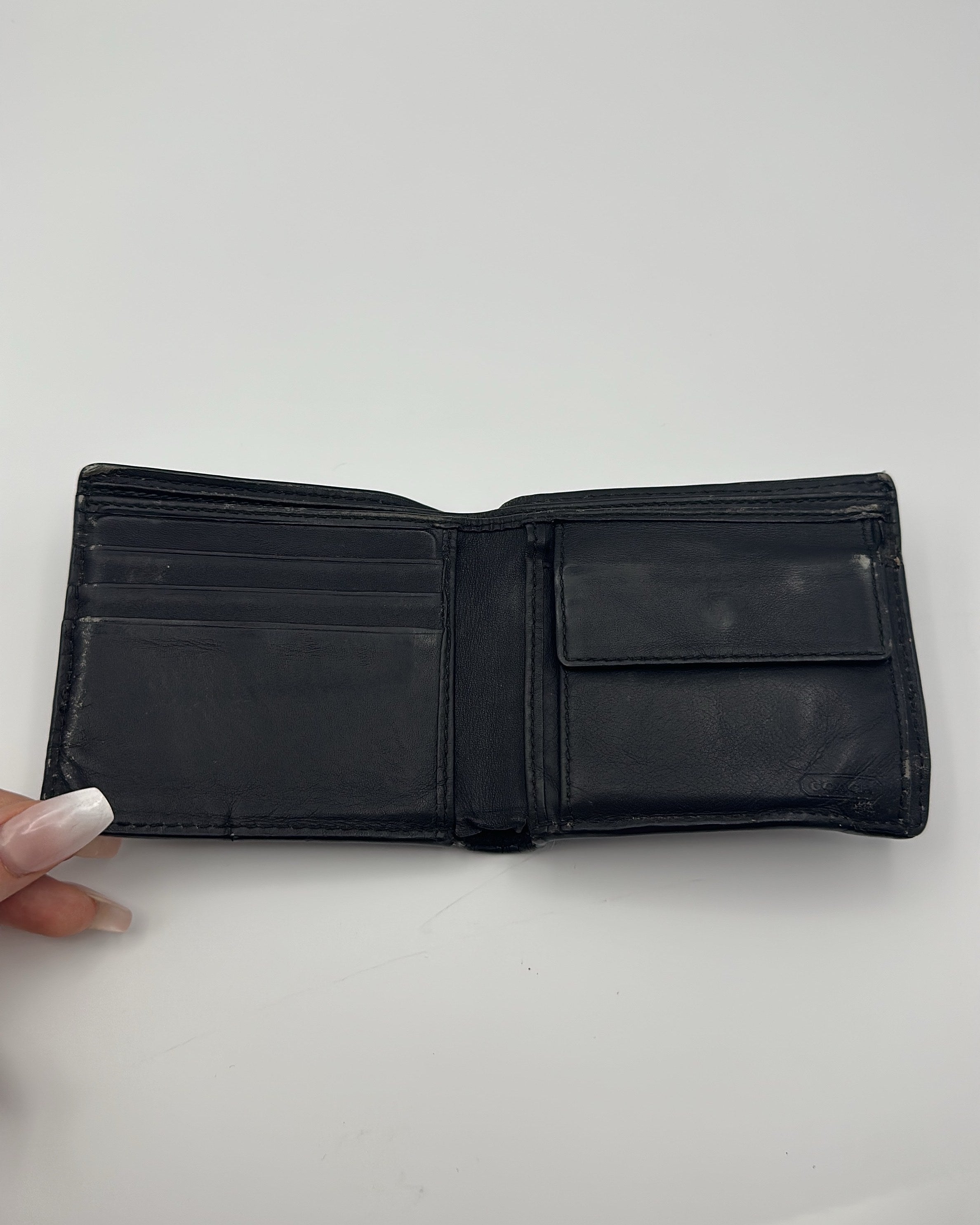 Vintage Coach Wallet Leather Navy Black
