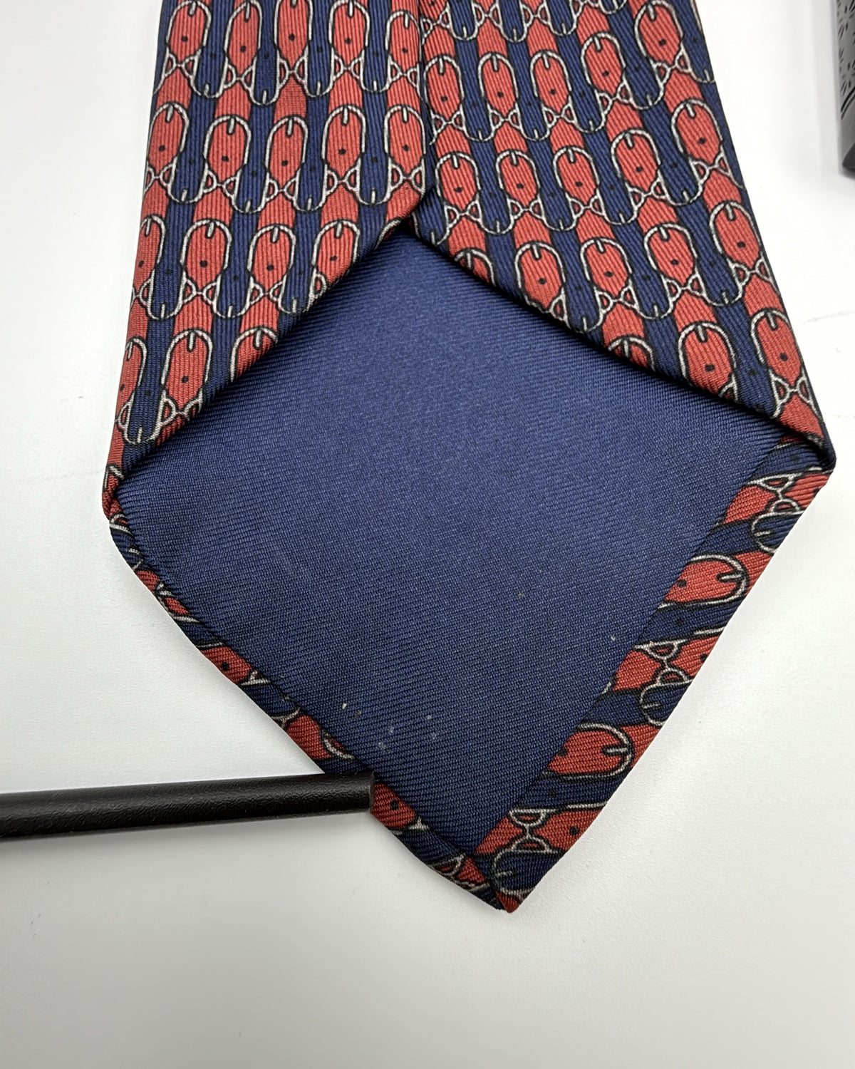 Vintage Hermès Paris Silk Tie 720 FA Novelty/Motif Belts Navy Red Necktie
