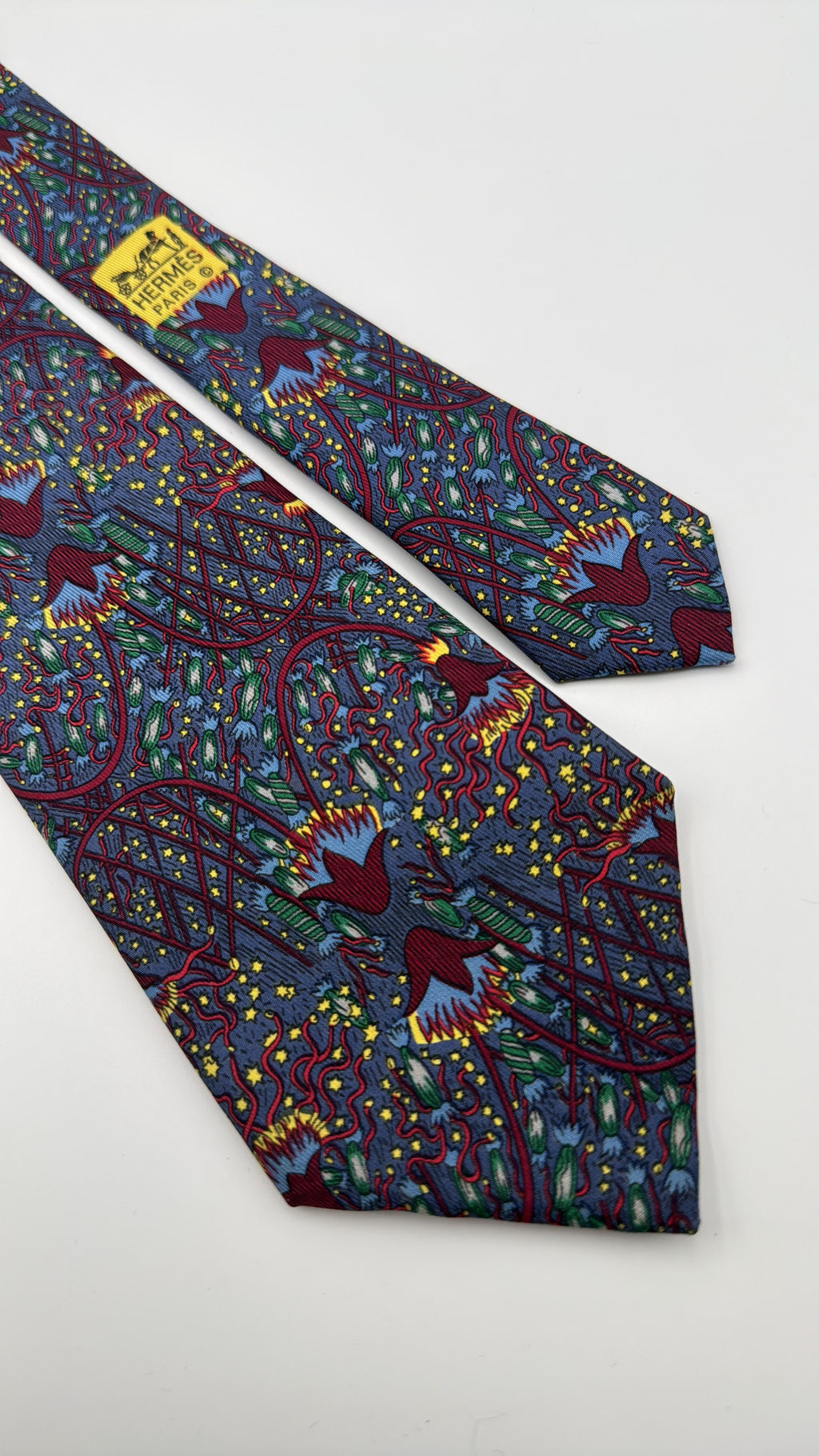 Hermès Paris Silk Tie 7048 TA Novelty/Motif Navy Multicolor Necktie