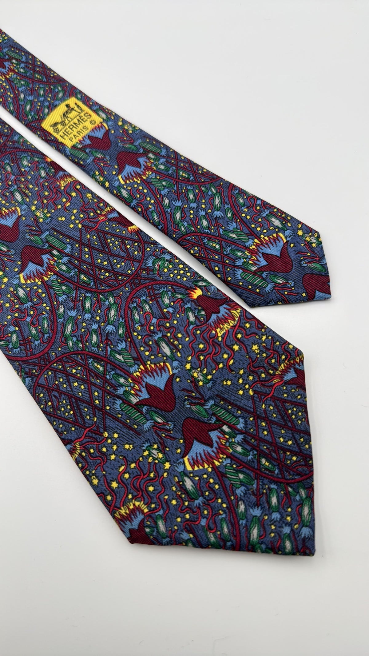 Hermès Paris Silk Tie 7048 TA Novelty/Motif Navy Multicolor Necktie