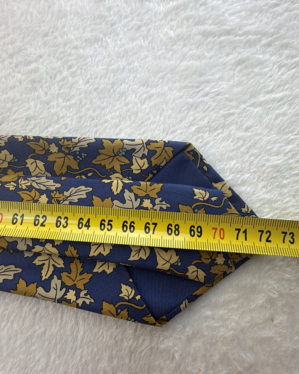 Vintage Hermès Paris Silk Tie 7406 PA Floral Navy Gold Necktie Made in France