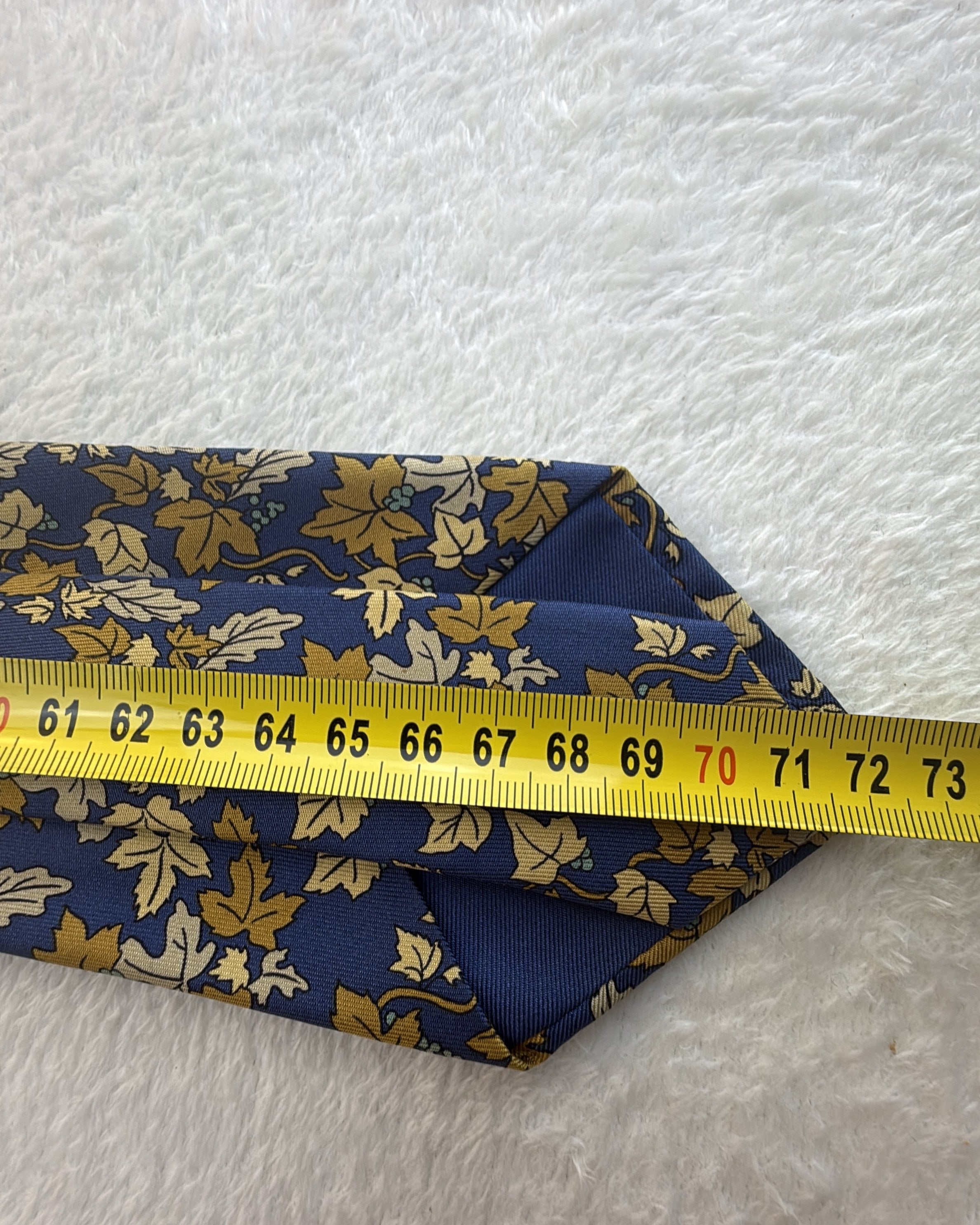 Vintage Hermès Paris Silk Tie 7406 PA Floral Navy Gold Necktie Made in France