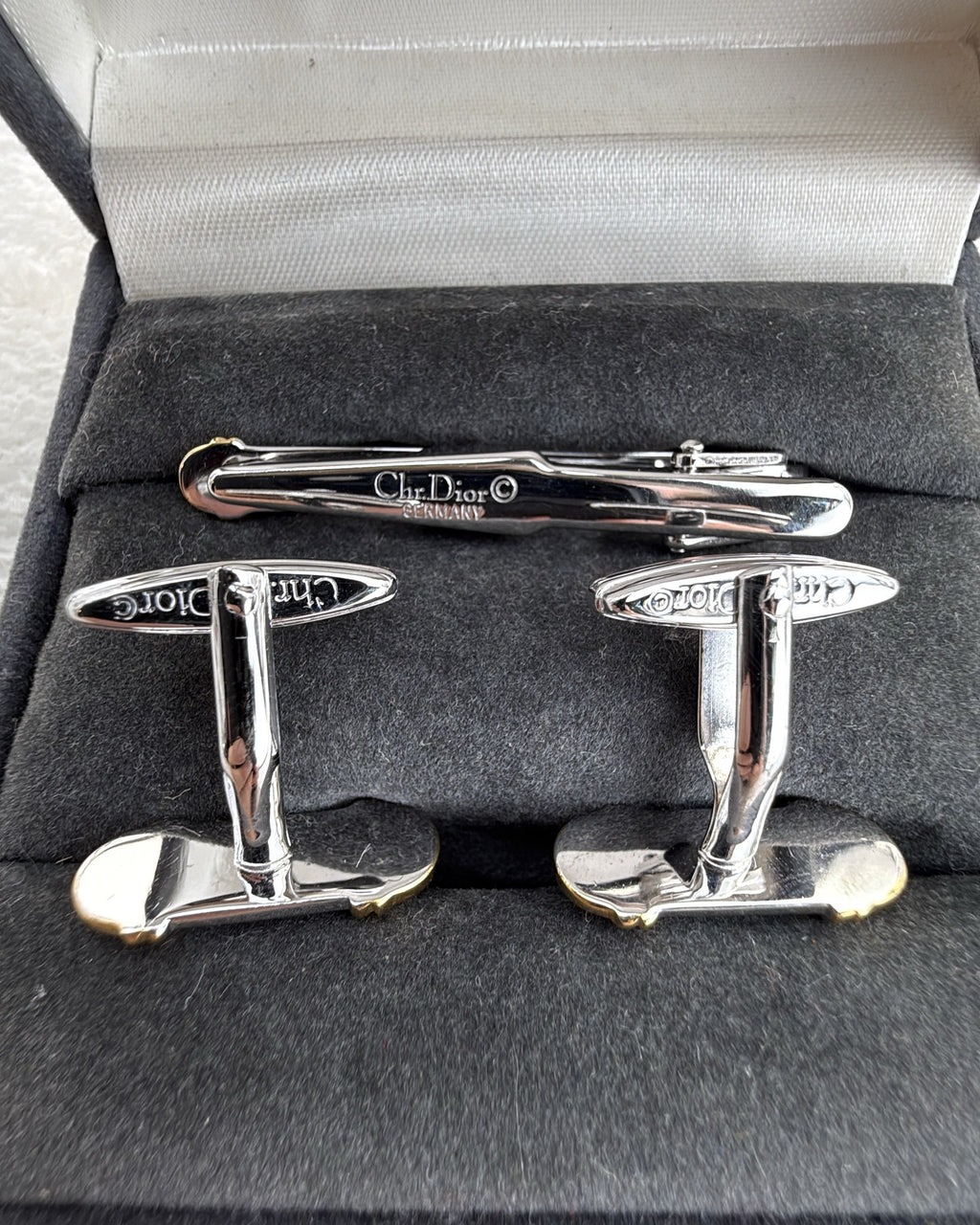 Vintage Christian Dior Cufflink Stainless Steel Silver Gold Made in Germany