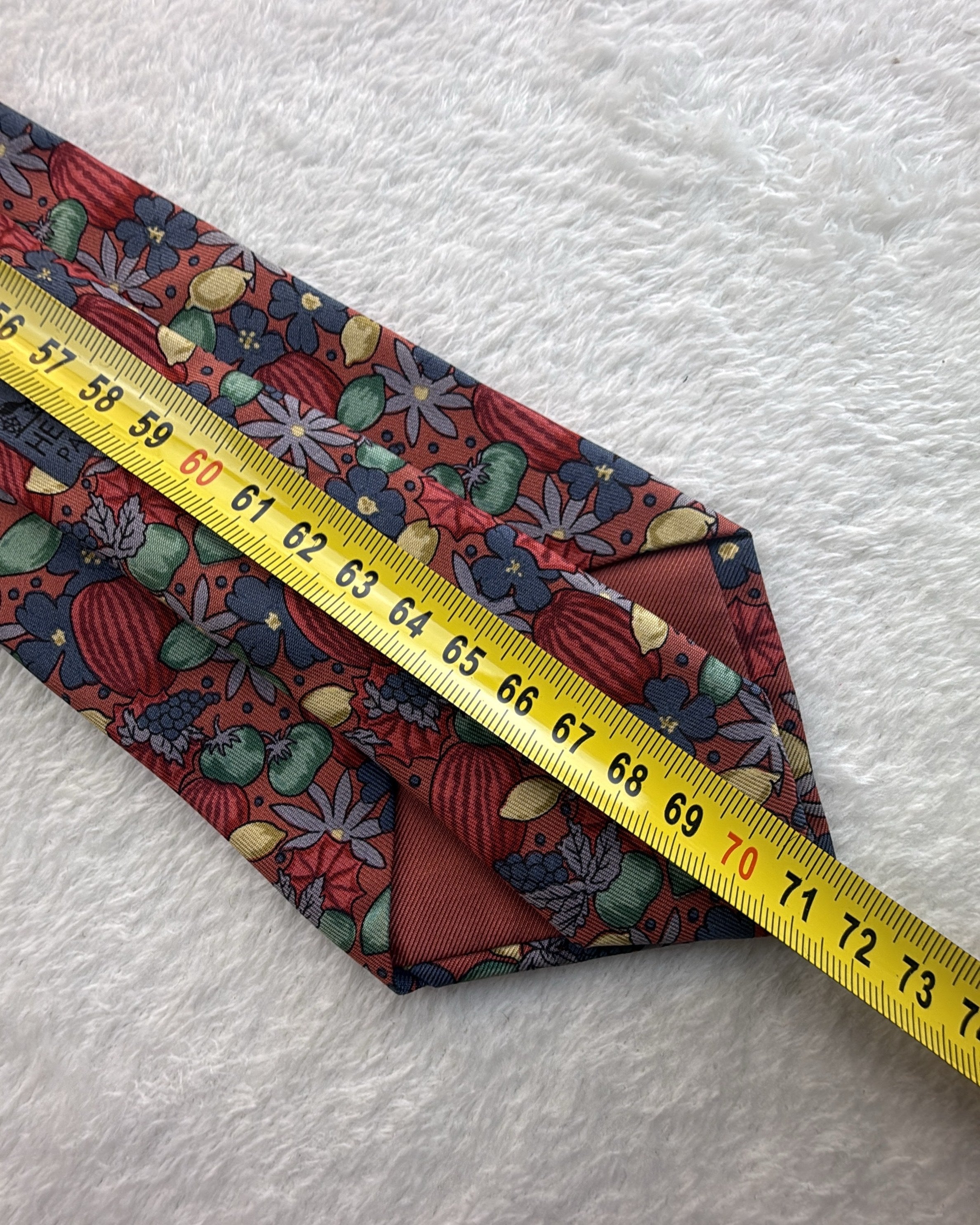 Vintage Hermès Paris Silk Tie 7358 PA Novelty/Motif Flowers Red Multicolor