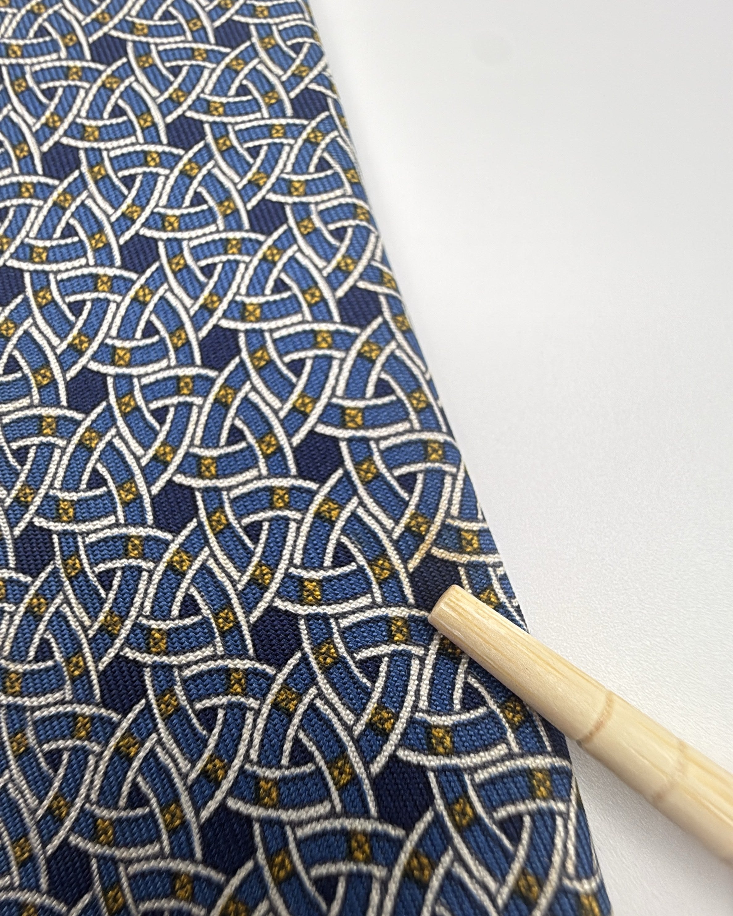 Hermès Paris Silk Tie Geometric Navy Blue Necktie Made in France
