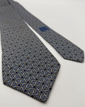 Hermès Paris Silk Tie Geometric Navy Blue Necktie Made in France