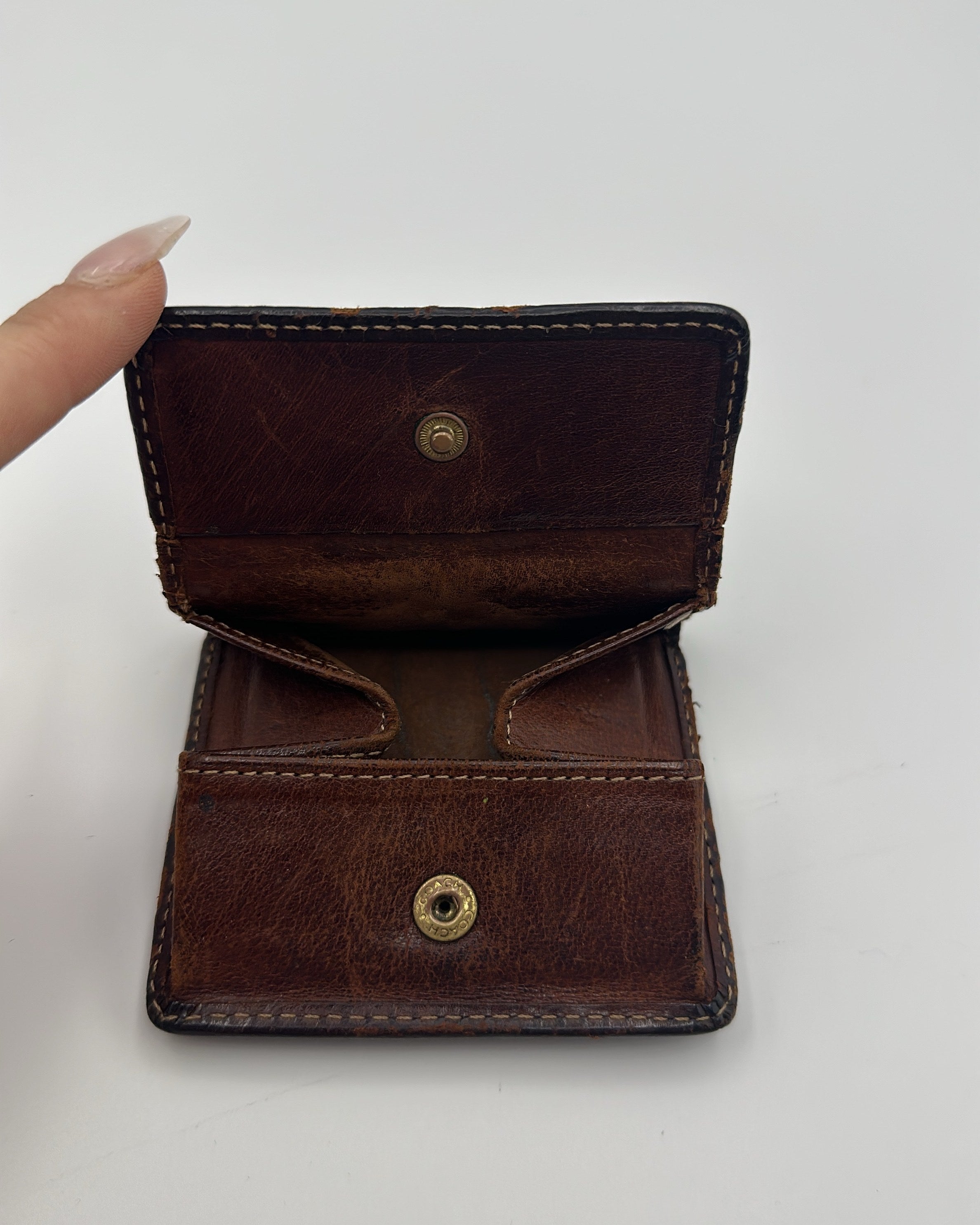 Vintage Coach Coin Purse Leather Brown Plain
