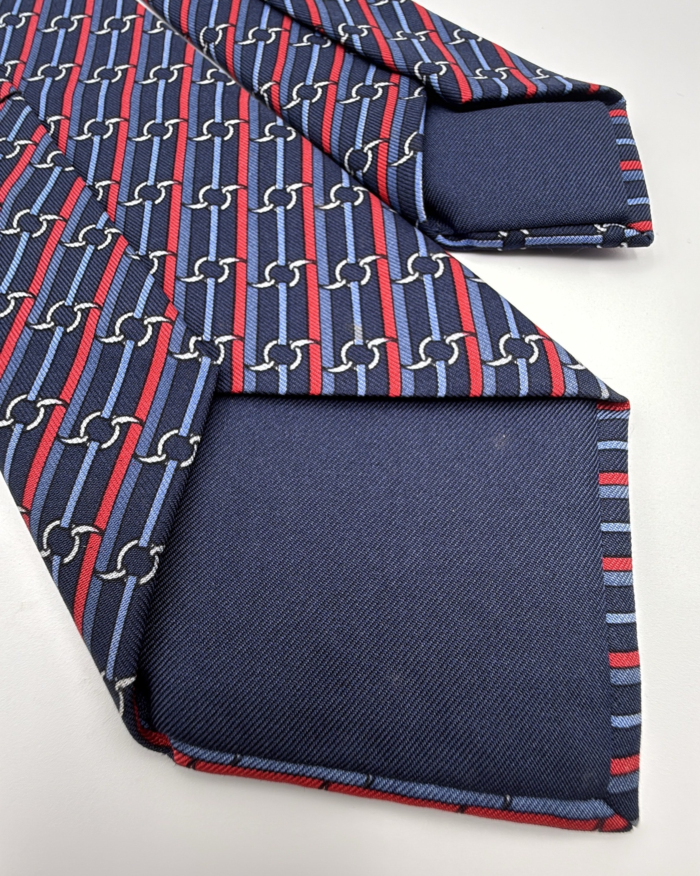 Vintage Hermès Paris Silk Tie Striped Navy Necktie
