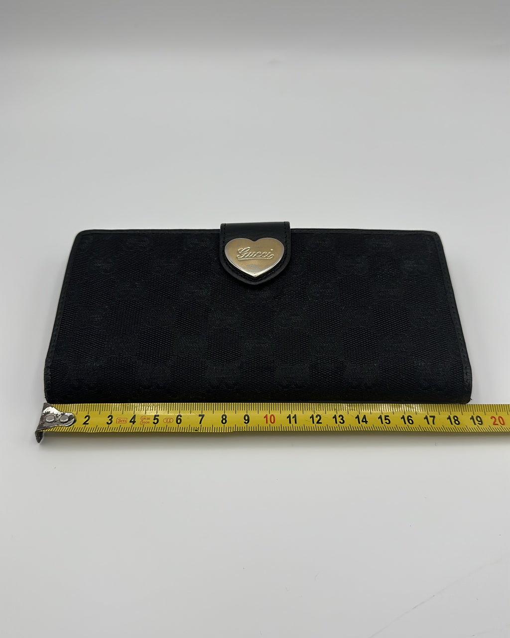 Vintage Gucci Wallet Fabric Black Gold Logo Monogram