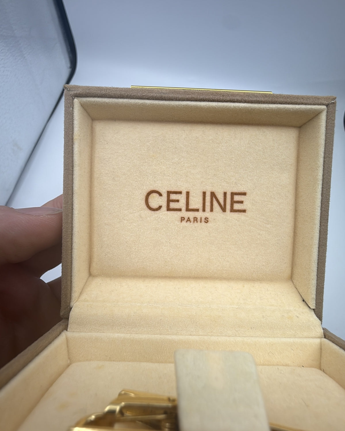Vintage CELINE Tie Clip Steel Gold Silver