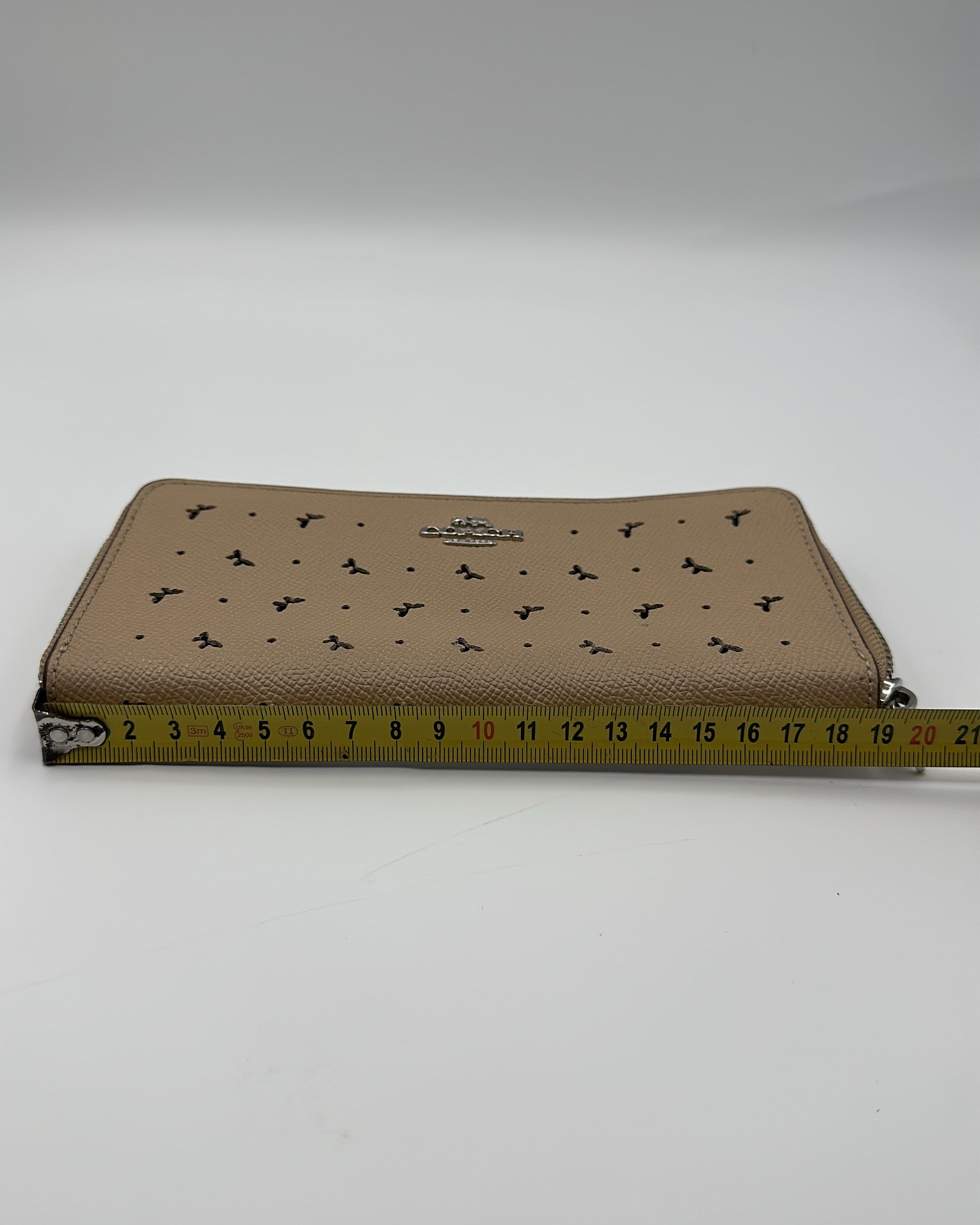 Coach Wallet Fabric Beige Black