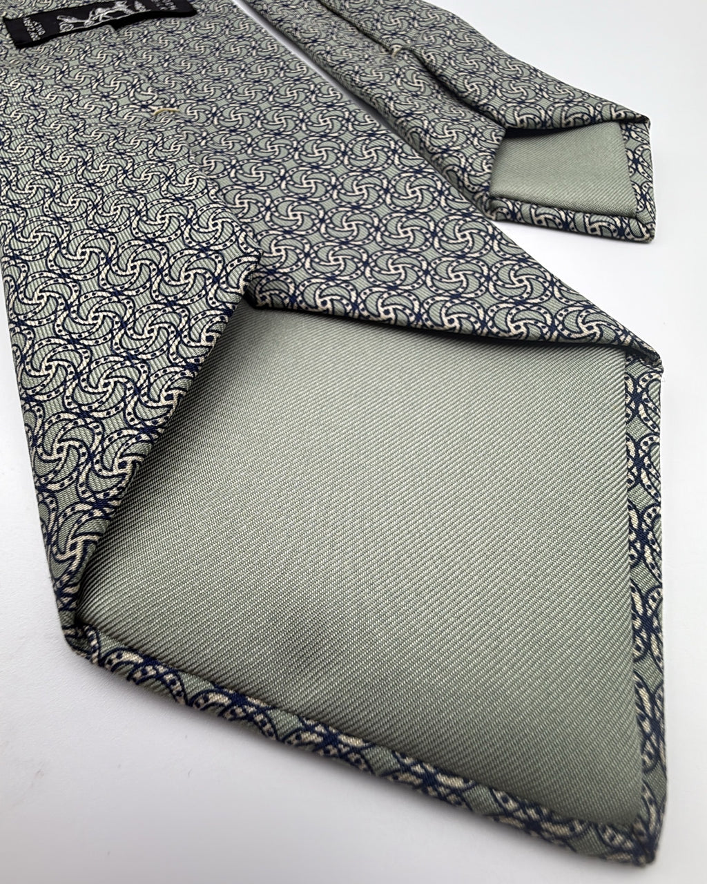 Hermès Paris Silk Tie 7349 PA Abstract Green Grey Necktie Made in France