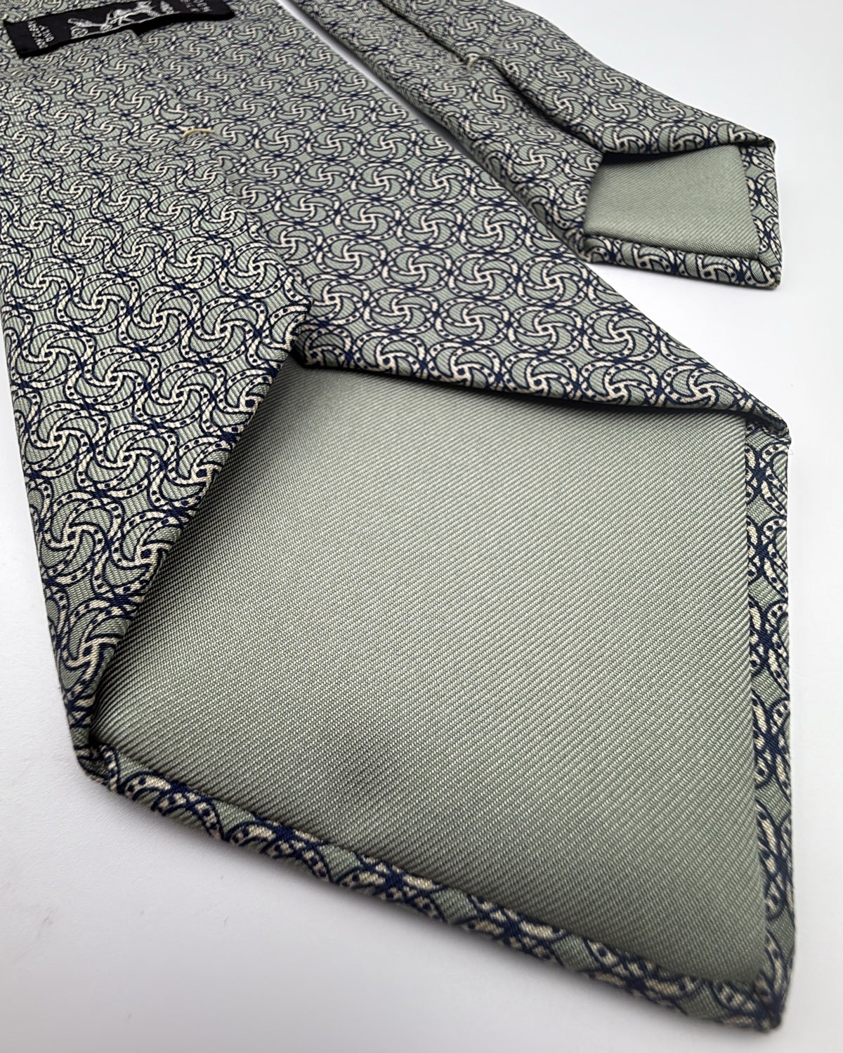 Hermès Paris Silk Tie 7349 PA Abstract Green Grey Necktie Made in France