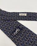 Hermès Paris Silk Tie 7084 OA Geometric Navy White Necktie Made in France