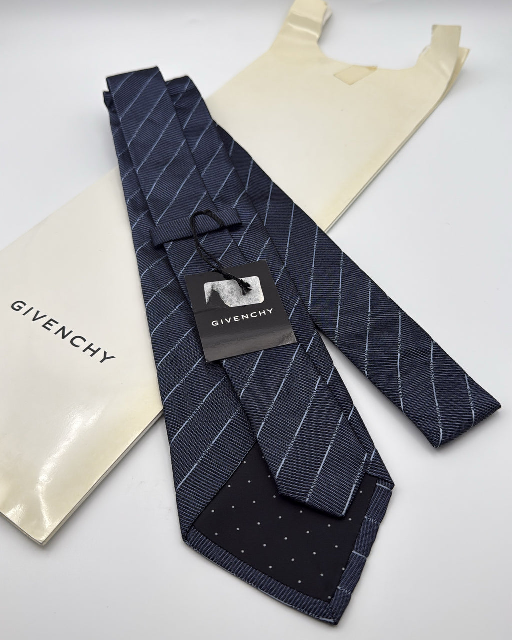 Givenchy Silk Tie Striped Givenchy Stripes Navy Blue Necktie Made in Italy