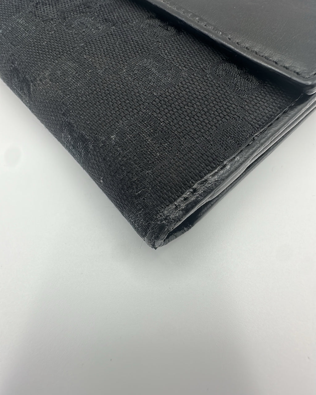 Vintage Gucci Wallet Fabric Black Gold Logo Monogram