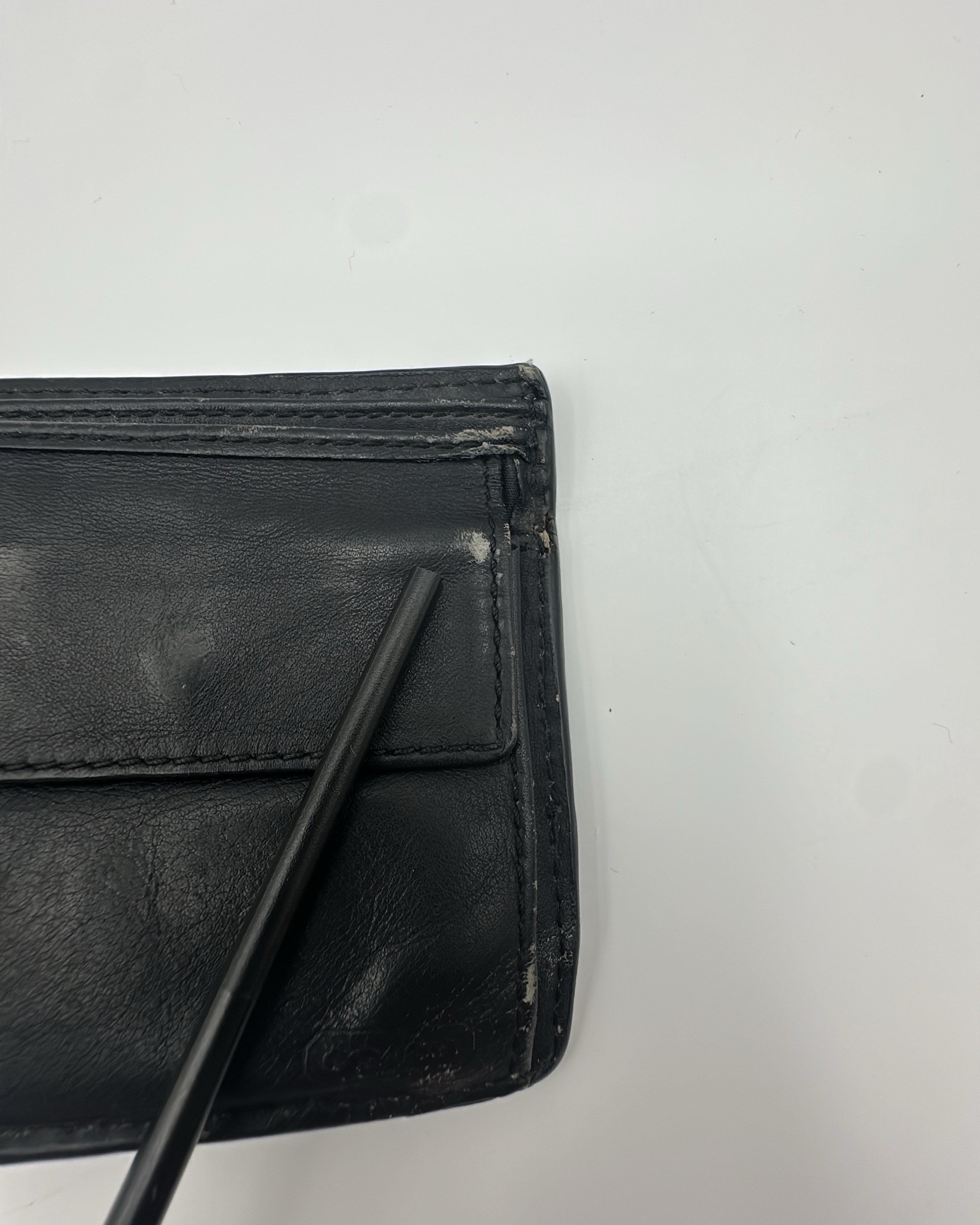 Vintage Coach Wallet Leather Navy Black