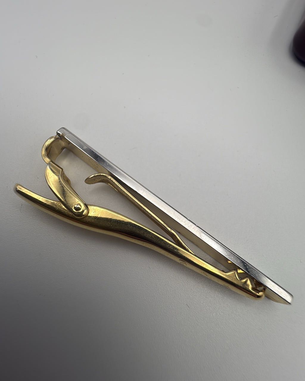 Vintage Yves Saint Laurent Tie Clip Steel Gold Silver