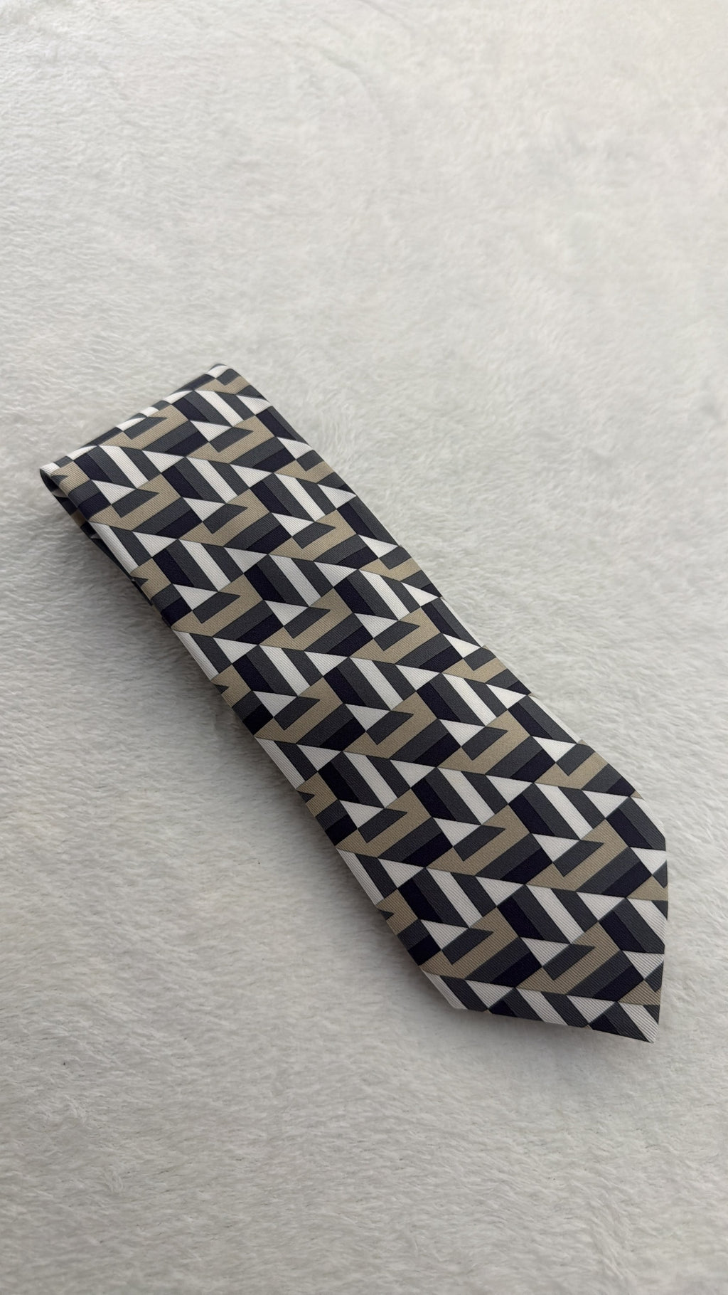 Hermès Paris Silk Tie 5310 TA Geometric Multicolor Black Necktie Made in France