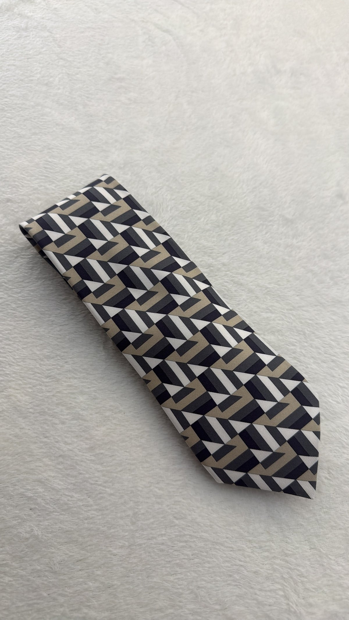 Hermès Paris Silk Tie 5310 TA Geometric Multicolor Black Necktie Made in France