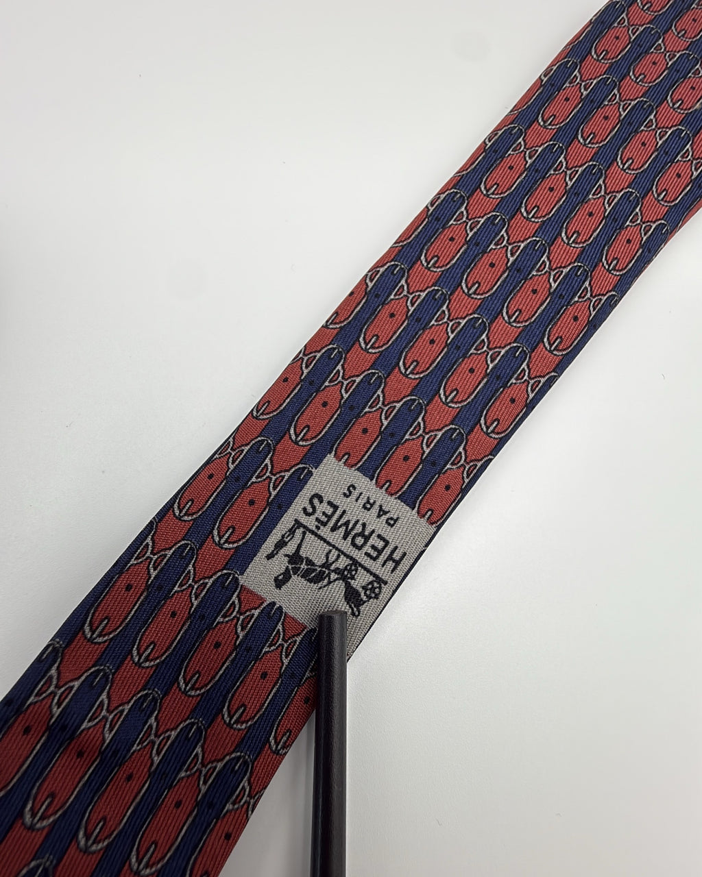 Vintage Hermès Paris Silk Tie 720 FA Novelty/Motif Belts Navy Red Necktie