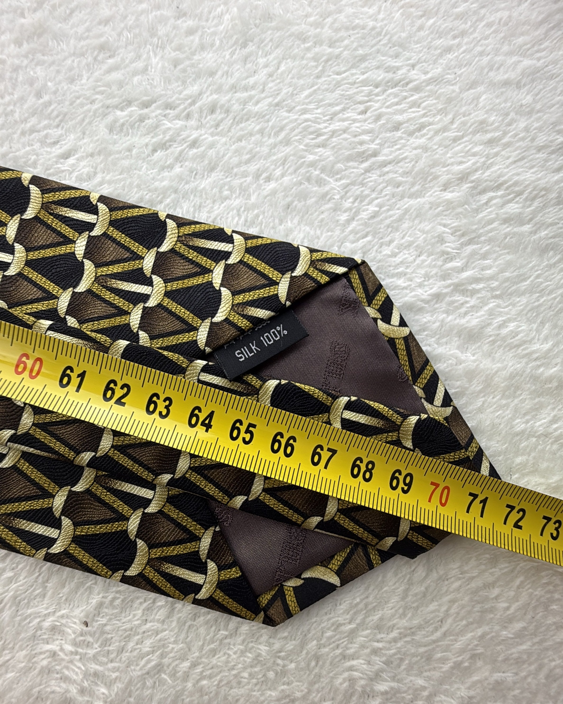Career Silk Tie Geometric Multicolor Black Necktie Made in Italy
