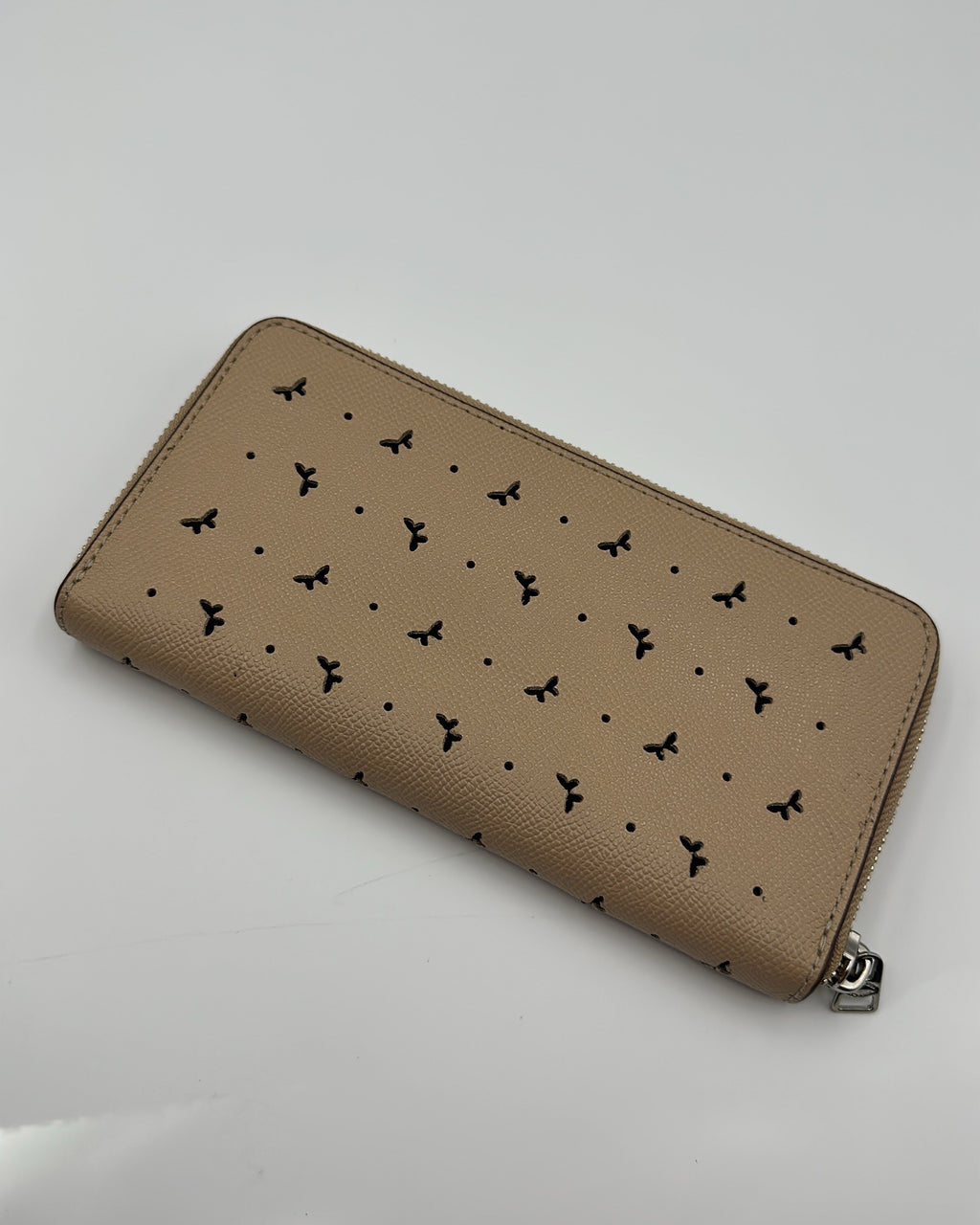Coach Wallet Fabric Beige Black