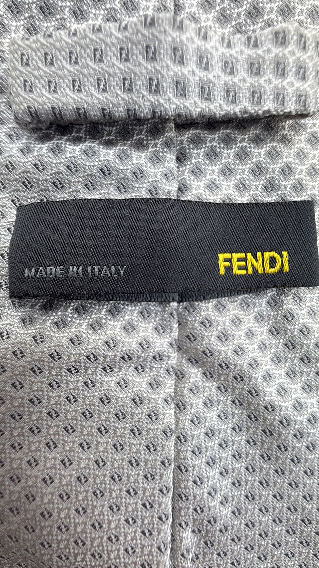Fendi Silk Tie Fendi Ff Logo Grey Black Necktie Made in Italy