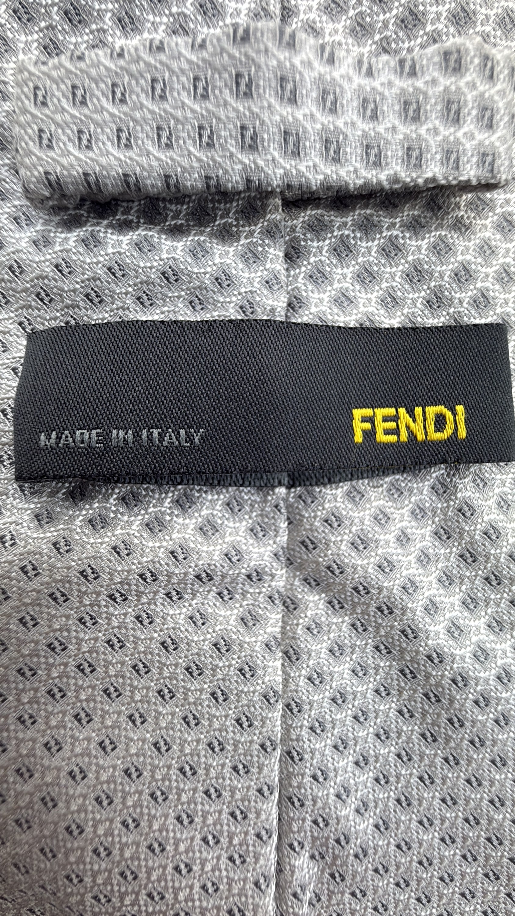 Fendi Silk Tie Fendi Ff Logo Grey Black Necktie Made in Italy