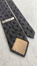 Vintage Christian Dior Silk, Wool Tie V-TK-03 Geometric Grey Burgundy Necktie