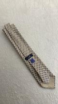 Hermès Paris Silk Tie Novelty/Motif Ivory Blue Necktie Made in France